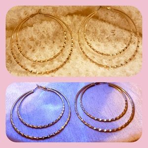 Gold double hoops